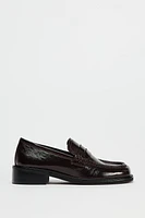 SQUARE TOE LEATHER LOAFERS