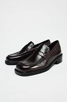 SQUARE TOE LEATHER LOAFERS