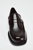 SQUARE TOE LEATHER LOAFERS