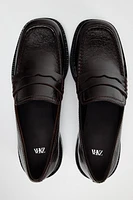 SQUARE TOE LEATHER LOAFERS