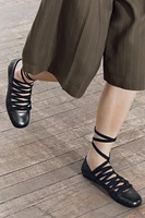 LACE-UP LEATHER FLATS