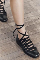 LACE-UP LEATHER FLATS