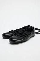 LACE-UP LEATHER FLATS