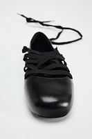 LACE-UP LEATHER FLATS