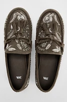 EMBROIDERED TASSEL LEATHER LOAFERS