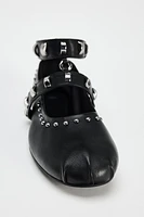 STUDDED LEATHER BALLET FLATS