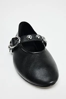 STUDDED LEATHER BALLET FLATS