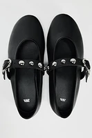 STUDDED LEATHER BALLET FLATS