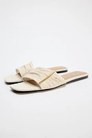 FLAT FABRIC SANDALS WITH EMBELLISHED DETAIL