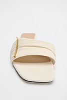 FLAT FABRIC SANDALS WITH EMBELLISHED DETAIL