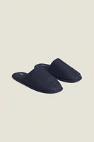 LINEN SLIPPERS WITH TOPSTITCHING