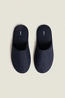 LINEN SLIPPERS WITH TOPSTITCHING