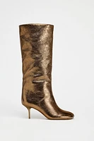 METALLIC KITTEN HEEL BOOTS