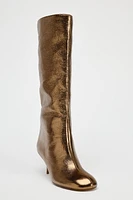 METALLIC KITTEN HEEL BOOTS