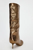 METALLIC KITTEN HEEL BOOTS