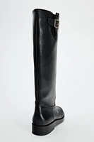 BUCKLED KNEE HIGH BOOTS