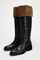 LEATHER KNEE HIGH BOOTS