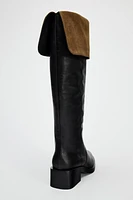 LEATHER KNEE HIGH BOOTS