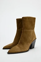 SPLIT LEATHER ANKLE BOOTS