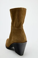 SPLIT LEATHER ANKLE BOOTS