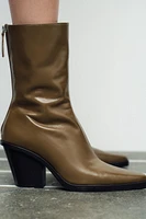 HEELED LEATHER ANKLE BOOTS