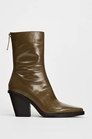 HEELED LEATHER ANKLE BOOTS