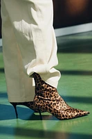 ANIMAL PRINT STILETTO HEEL ANKLE BOOTS