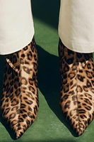 ANIMAL PRINT STILETTO HEEL ANKLE BOOTS