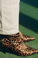 ANIMAL PRINT STILETTO HEEL ANKLE BOOTS