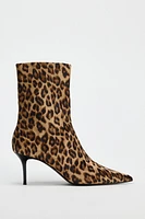 ANIMAL PRINT STILETTO HEEL ANKLE BOOTS