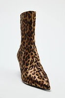 ANIMAL PRINT STILETTO HEEL ANKLE BOOTS