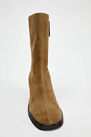 SUEDE BLOCK HEEL ANKLE BOOTS