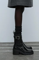 HEELED ANKLE BOOTS WITH BUCKLE