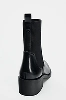 PATENT EFFECT FABRIC ANKLE BOOTS