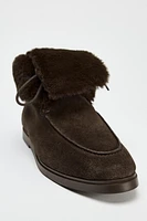 FAUX FUR FLAT ANKLE BOOTS