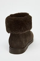 FAUX FUR FLAT ANKLE BOOTS