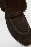 FAUX FUR FLAT ANKLE BOOTS