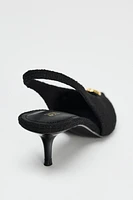 FABRIC SLINGBACKS WITH METALLIC APPLIQUÉ