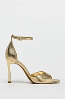 METALLIC EFFECT HEELED SANDALS