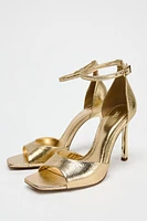 METALLIC EFFECT HEELED SANDALS