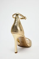 METALLIC EFFECT HEELED SANDALS