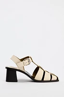 LEATHER CAGE SANDALS