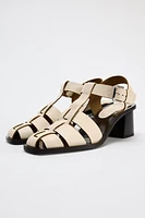 LEATHER CAGE SANDALS