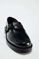 BUCKLED LEATHER LOAFERS