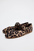 ANIMAL PRINT DOUBLE STRAP MARY JANES BALLET FLATS