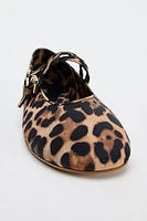 ANIMAL PRINT DOUBLE STRAP MARY JANES BALLET FLATS