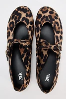 ANIMAL PRINT DOUBLE STRAP MARY JANES BALLET FLATS