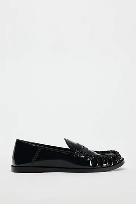 FAUX PATENT LEATHER PENNY LOAFERS