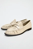 RUCHED LEATHER LOAFERS