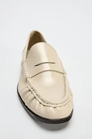 RUCHED LEATHER LOAFERS